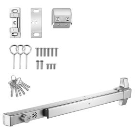 Push Bar Panic Exit Device, 31" Stainless Steel Commercial Panic Bar for Exit Doors, Emergency Exit Door Hardware with Auto Alarm System and Sticker