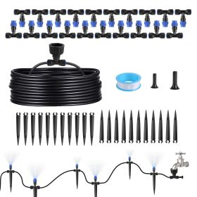 75FT Mist Drip Irrigation System with Adjustable Misting Nozzle Quick Connect Automatic Garden Watering System for Garden Lawn Patio Flower Bed