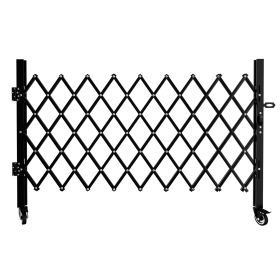 Foldable Security Gate, Expandable Safety Barrier with 360° Swivel Casters Lockable Design, Portable Mobile Rolling Barricade for Garage, Warehouse