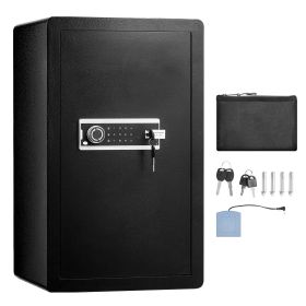 Single Door 4.0 cu.ft Safe Box with Key Lock & Password, Safe Lock Box with Fireproof Bag, Key Rack, LED Light, 2 Shelves, and 1 Cabinet for Money