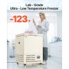 Ultra Low Temperature Freezer, 58 L, -40 to -123 F Adjustable Temp Range, with Rollers and Digital Display, 304 Stainless Steel Liner